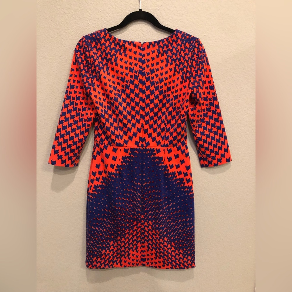 Cremieux Orange and Blue 3/4 Sleeve Dress Size 4 - Picture 2 of 5